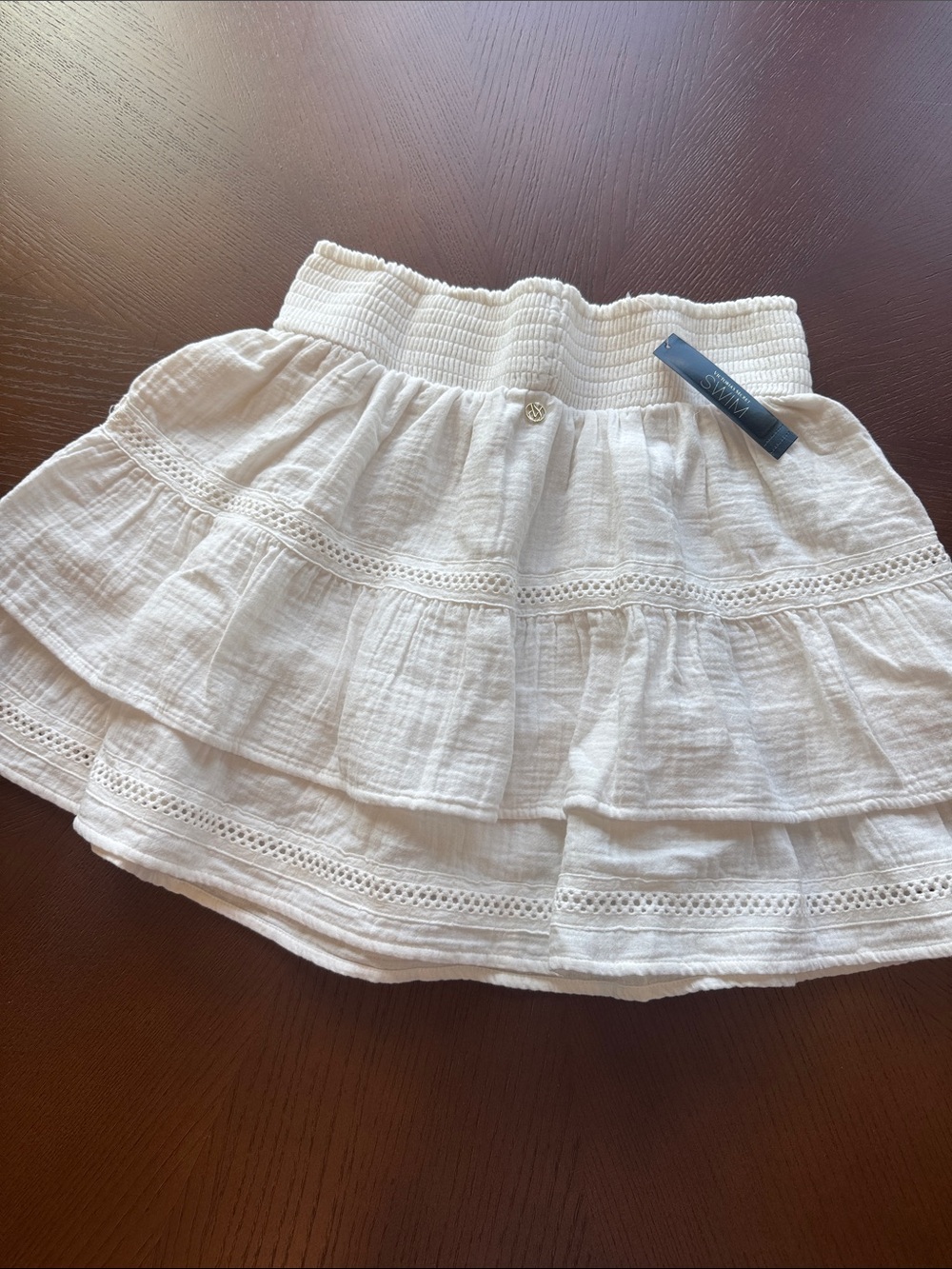 NWT Victoria's Secret Swim White Tiered Ruffle Mini Skirt
